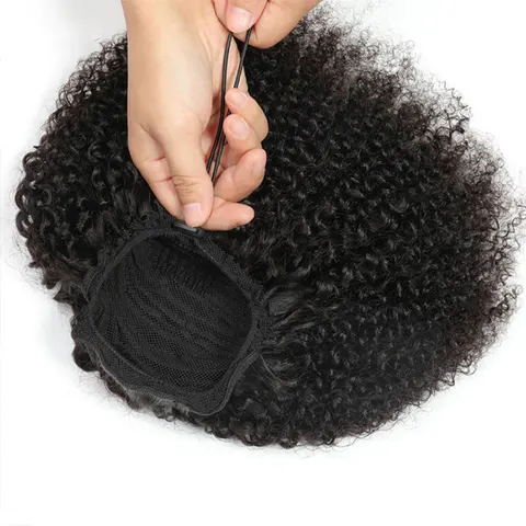 Eseewigs Afro Kinky Curly Human Hair Ponytail 4B 4C