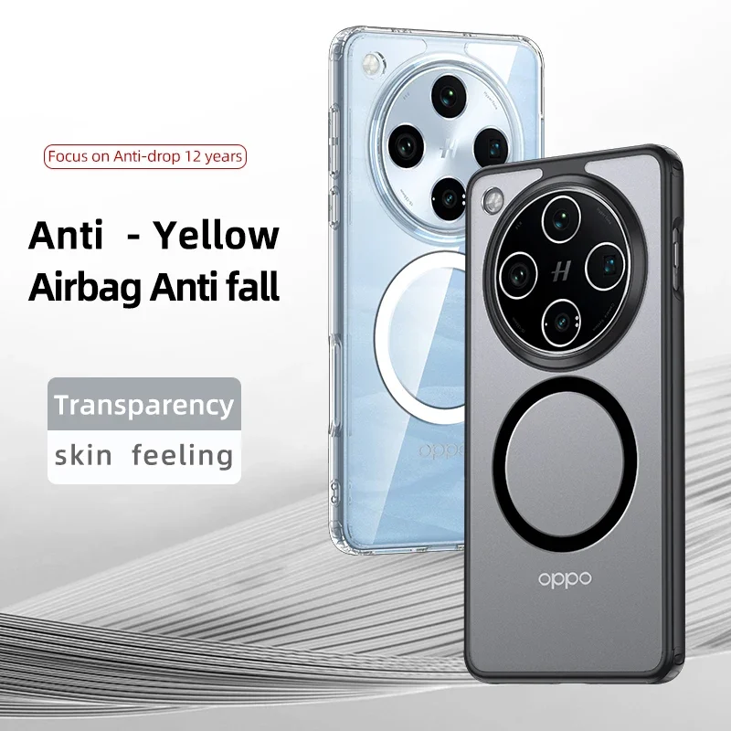 

For Magsafe Phone Case for OPPO Find X8 Pro Magnetic Wireless Charging Silicone Soft Edge Shockproof Protection Back Cover Cases