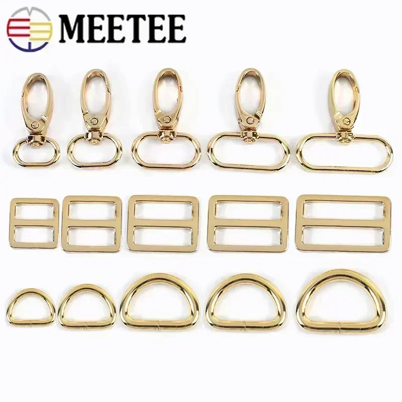 2 juegos de hebillas de Metal de 16-38mm, gancho mosquetón, anillo en D, correa para bolso, correas ajustables, cierre deslizante para Collar de