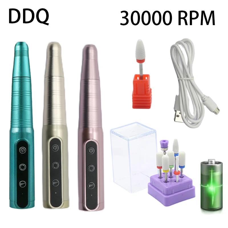 

DDQ 35000RPM Nail Drill Machine Cordless Electric Nail Sander Professional Manicure Machine Milling Cutter For Gel Polishing