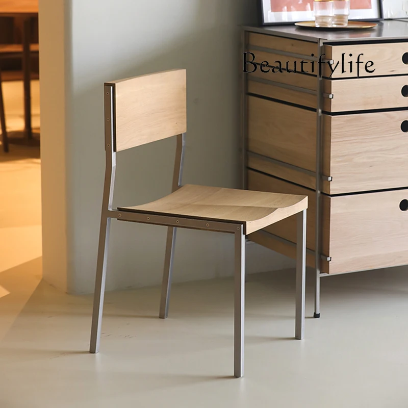 

Italian minimalist oak solid wood dining chair home office chair medieval wabi sabi desk back chair