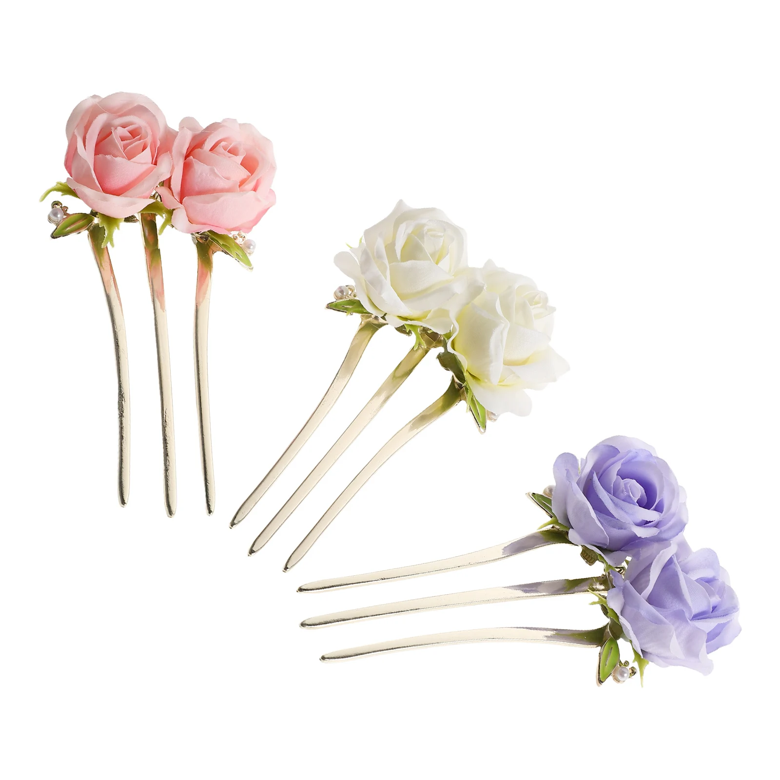 

3pcs Peony Flower Hairpins Vintage Chinese Clips Metal Sticks Forks For Updo Chignon Brides Women Girls Weddings Banquets Bun