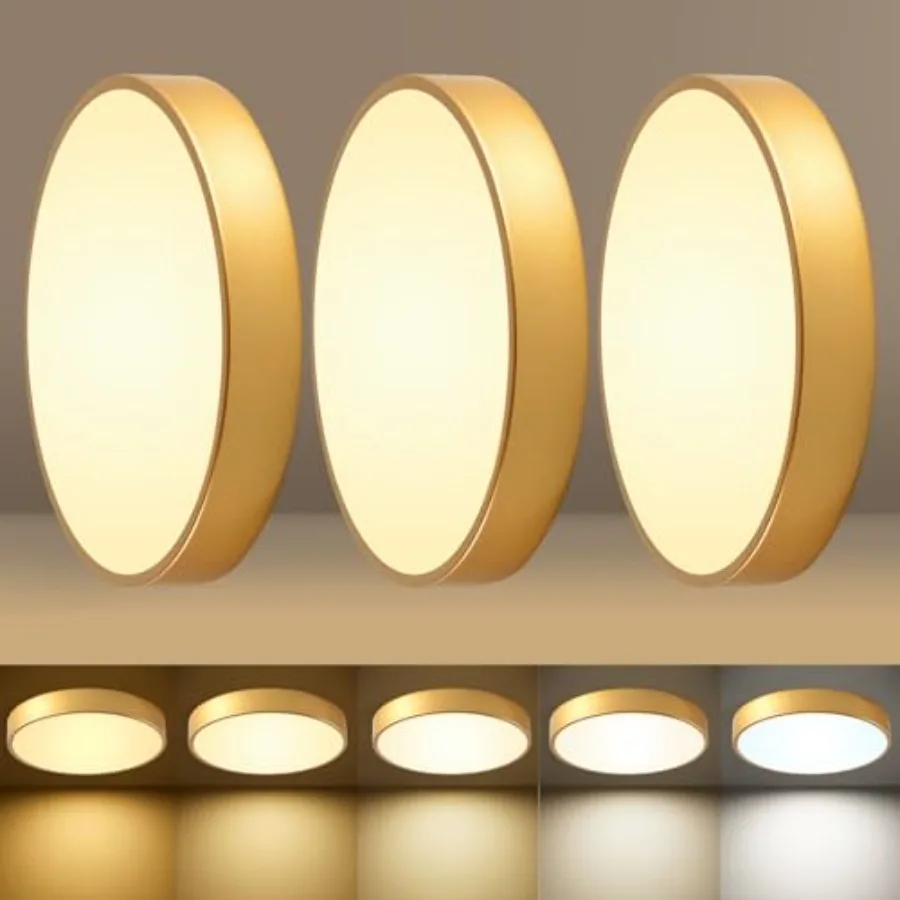 

LED 12 in Round Flush Mount Ceiling Light 24W 2700K-5000K, Thyristor Dimmable, Metal Ceiling lamp and is Ideal for hallways, Ki