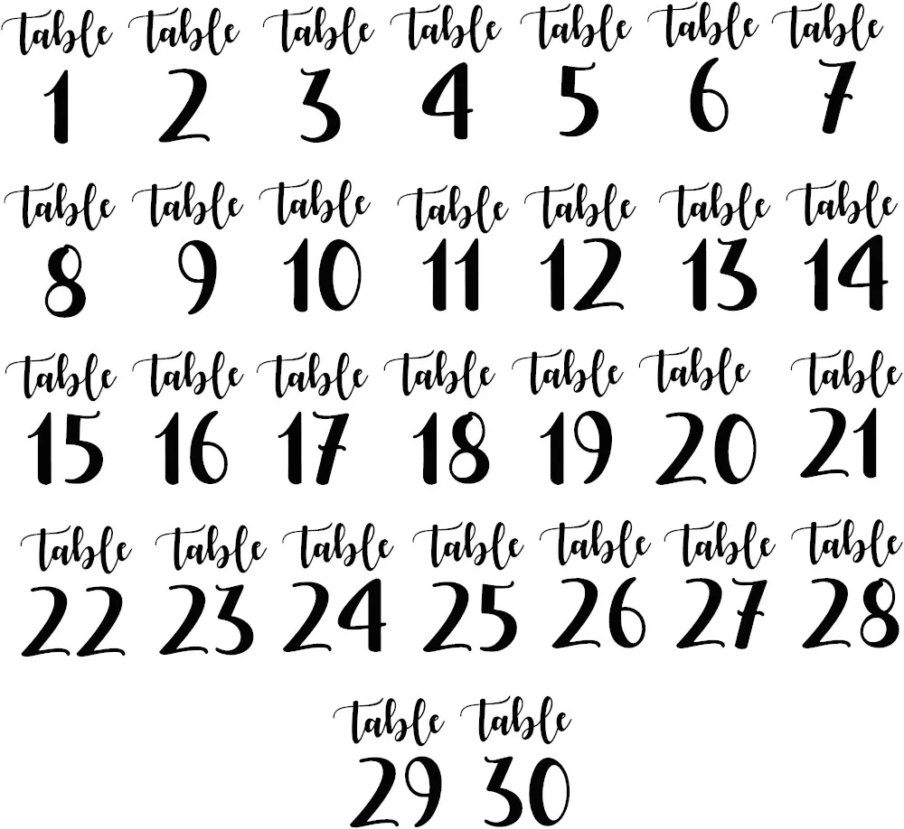 Wedding Table Number Stickers Decal Wedding Vinyl Decals, Numbers for Seating,for Wedding Glass & Bottle &Board