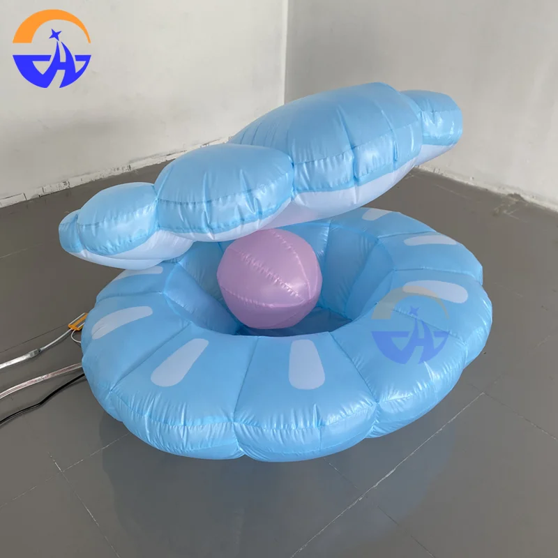 Inflatable Blue Pearl Shell Model Oxford Fabric Material Decorative Prop for Ocean-Themed Bars, Wedding Stages