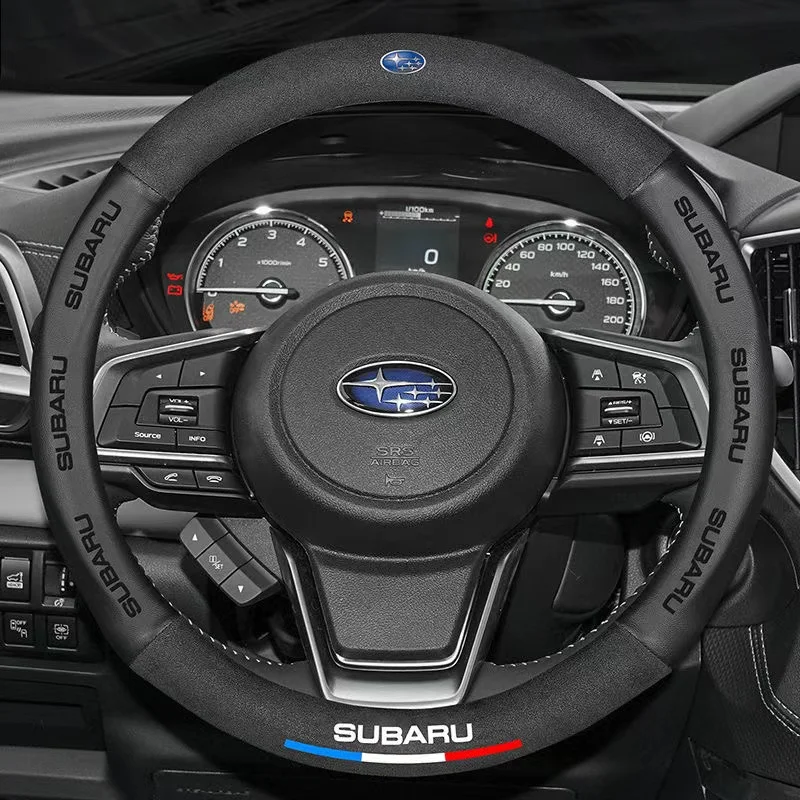 

For Subaru STI Brz Wrx Xv Ascent Forester Outback Impreza Legacy Car Suede 3D Coining Logo Antislip Leather Steering Wheel Cover