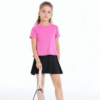 Girls Tennis Athletic Skort 2 Girls Tennis Athletic Skirt with Side Pocket Shorts High Waist Active Skort for Girls Kids Teen FW103 2
