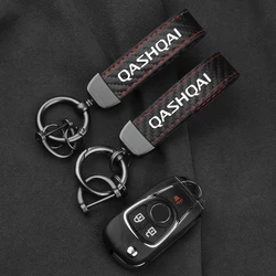 Leather Carbon Fiber Car Ring Keychain Trinket Zinc Alloy Keyrings Rotate 360 Degrees For Nissan Qashqai Key Rope