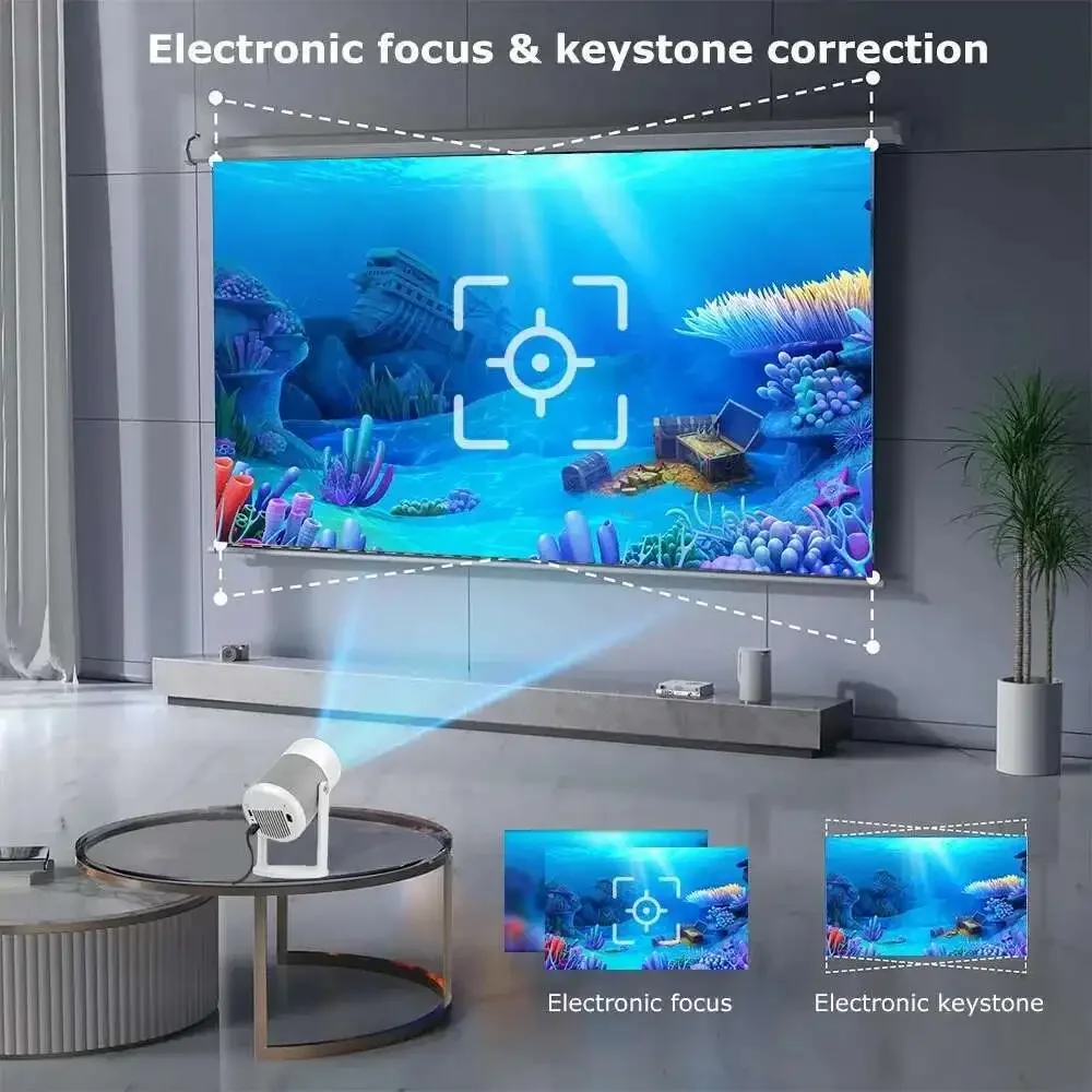 Мини-портативный проектор J1 Android 1080P поддерживает 4K 360° °   Вращающийся светодиодный проектор 5G WIFI для смартфона, домашнего кинотеатра