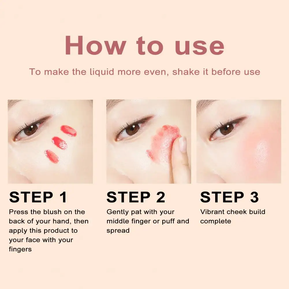 Squeeze Pump Liquid Blush Long-lasting Waterproof Velvet Texture Liquid Blush Natural Glossy Makeup for Beauty Enthusiasts 15ml