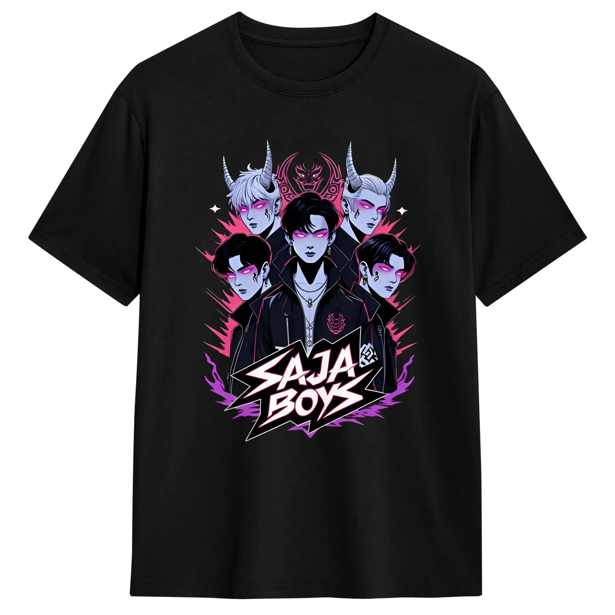 Футболка оверсайз, летняя футболка Saja Anime Fan для мальчиков и девочек, модные крутые футболки, хлопковая футболка для мужчин, футболки с короткими рукавами