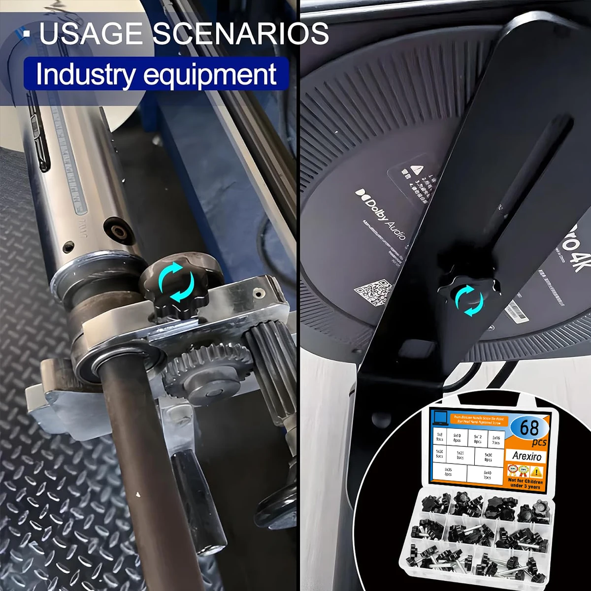 68 個 M5x8/10/12/16/20/25/40 ミリメートル炭素鋼黒プラスチック星頭ネジ固定ネジメトリックハンドルネジボルトファスナー