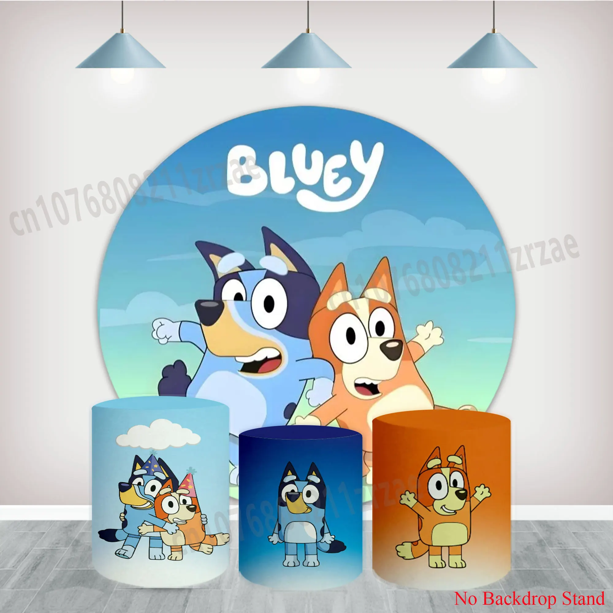 

Blueys Bingo Circle Backdrop Round Blue Dog Kids Boy Birthday Party Baby Shower Photography Background Decoration Cylinder Cover