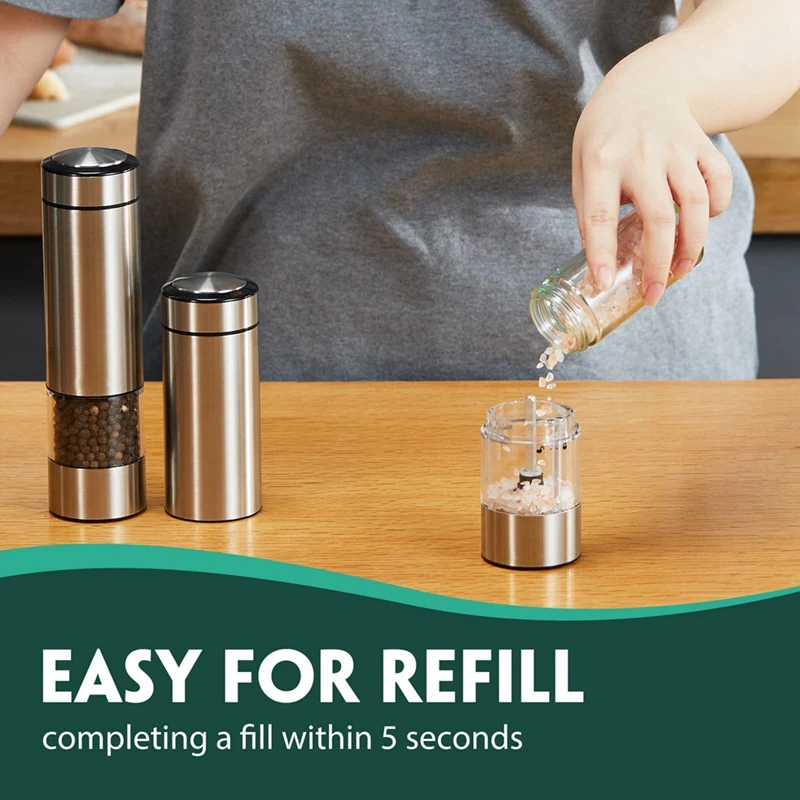 Automatic Salt And Pepper Grinder Battery Operated Pepper Mill With Light Home Kitchen Electric Grinder