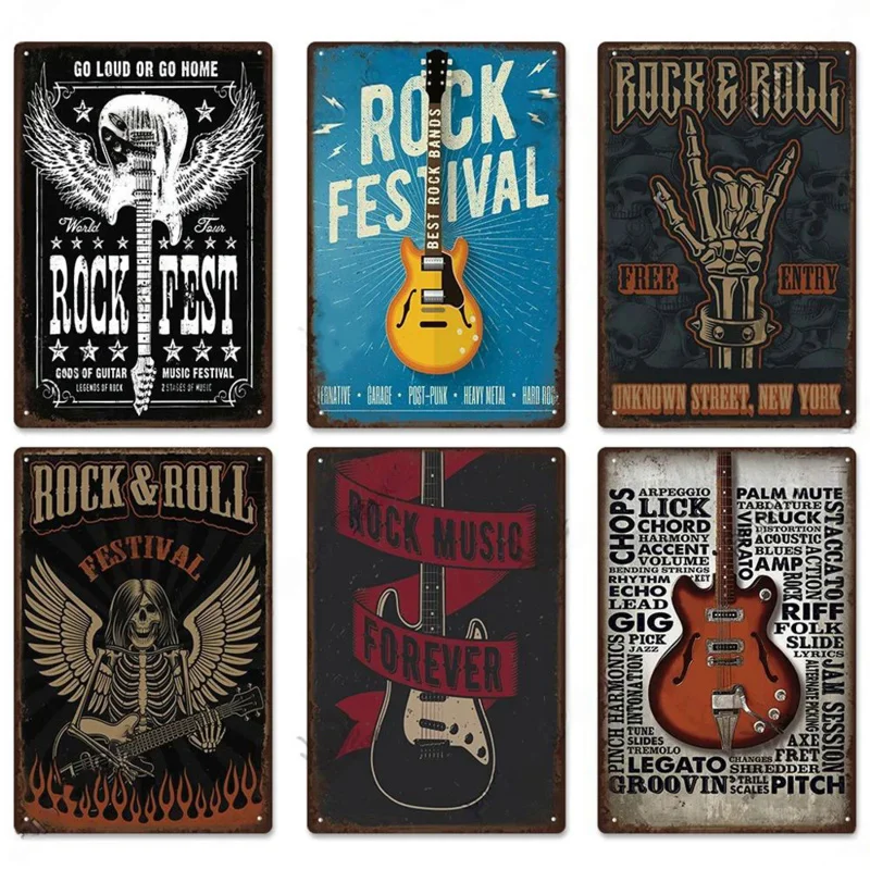 Decor Vintage Music Tin Signs Rock Metal Retro Wall Posters Art Decoration Sticker for Bar