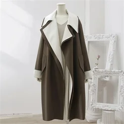 High Quality Long Windbreaker 2023Spring Autumn New Women's Contrast Double Layer Collar Loose and Slim Fashion Trench Coat Belt