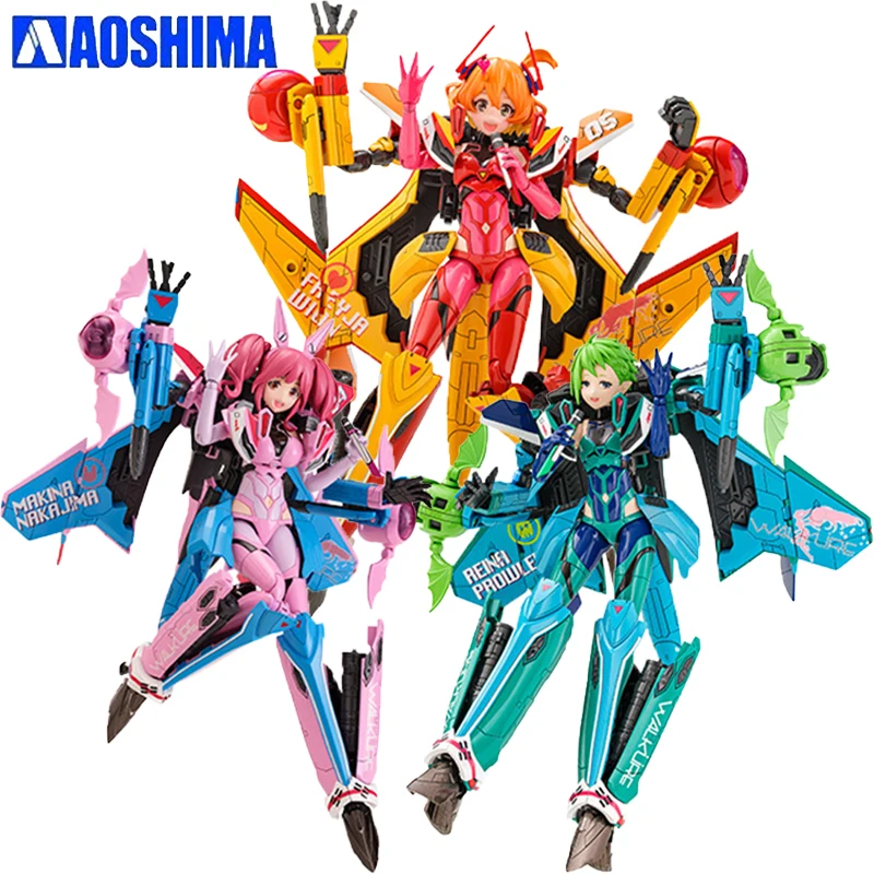 

In Stock Genuine Original AOSHIMA ACKF V.F.G Makina Nakajima & Freya Wion & Reina Frowler MACROSS DELTA Action Anime Figure Doll