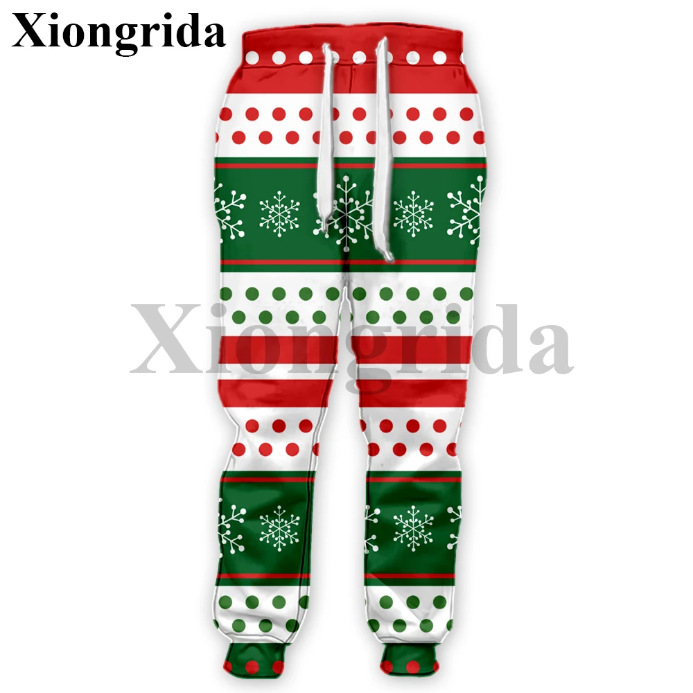 

Christmas Pattern 3D Printed Sweatpants Mens Casual Holiday Fashion Xmas Trees Santa Claus Gingerbread Man Pants Trousers S-5XL