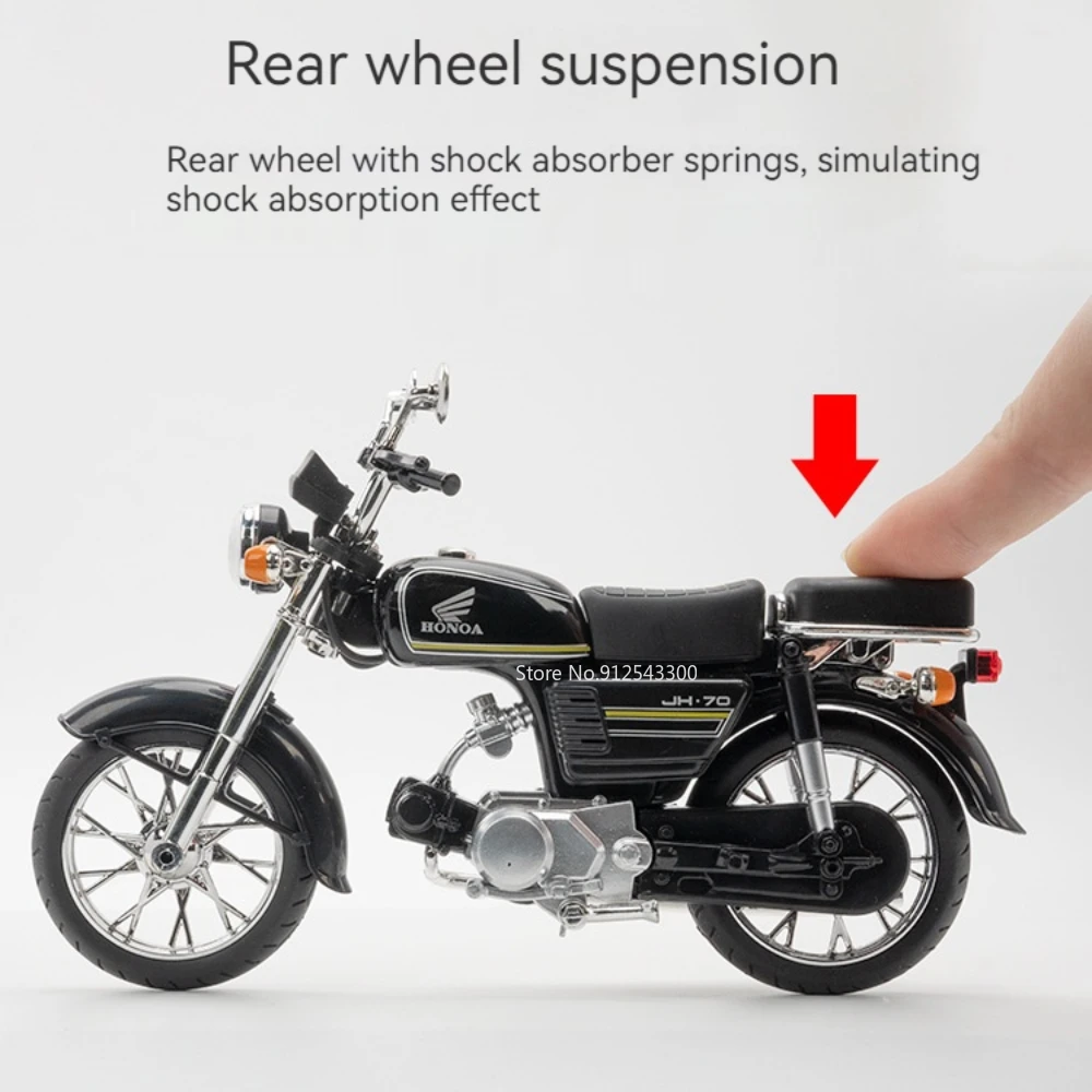 1/12 Honda JiaLing JH-70 Model Car Toy Alloy Diecast Classic Racing Motorcycle Shock Absorption Music Light Models for Kids Gift