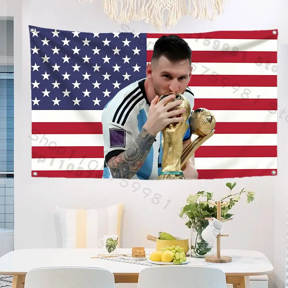 L-Lionel M-Messi Football High-Quality Flag Tapestry Banner Bedroom Living Room Bar Party Wall Decor Outdoor Use