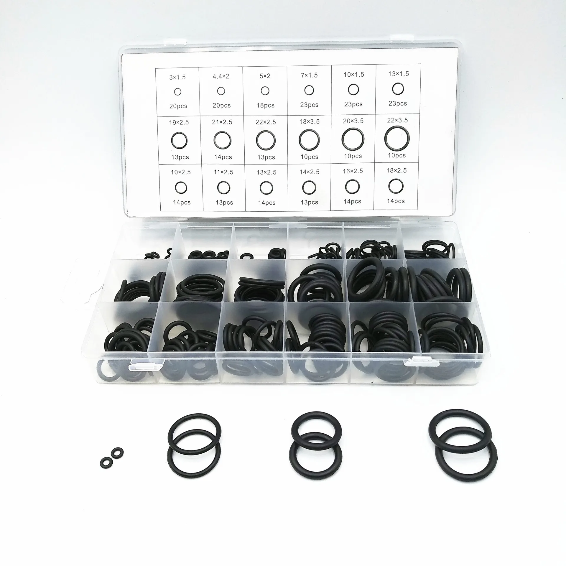 279pcs Seal O Ring Gasket Black Rubber O-ring Nitrile Washer Set Prevent Leakage for Hydraulic Pressure Pipeline