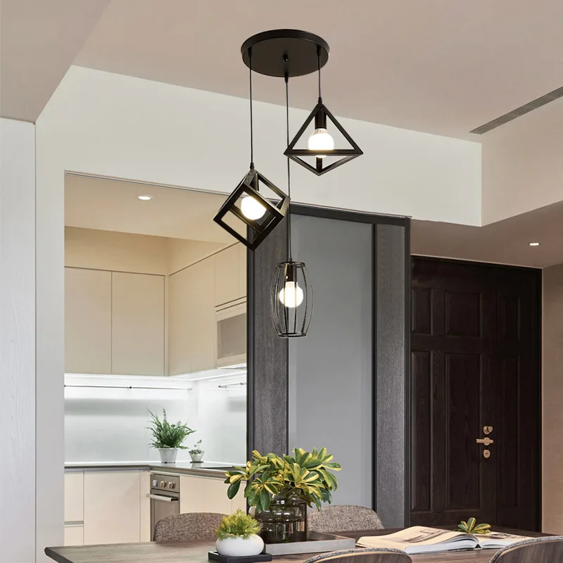 

Triple Iron Adjustable Pendant Lights Set, Modern Industrial Vintage Ceiling Lighting for Restaurant Table Bar