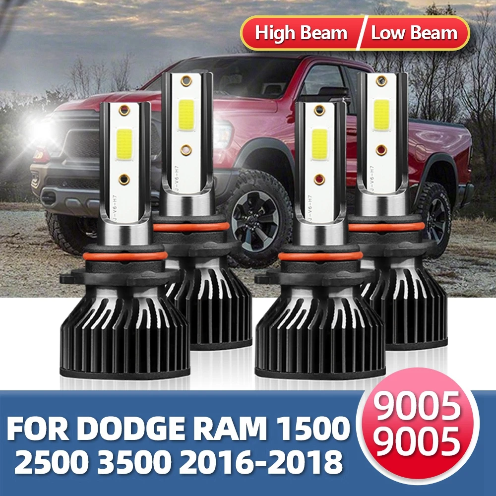 2/4PC LED Headlight Bulbs High Low Lights Combo Bright Front Car Headlamps Kit For Dodge RAM 1500 2500 3500 2016 2017 2018