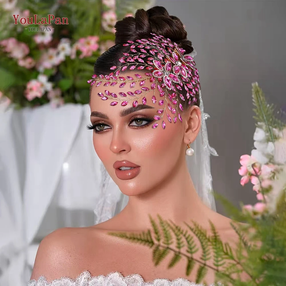 YouLaPan-Diadema de novia con diamantes de imitación, accesorios para el cabello brillantes para boda, tocado de fiesta para mujer, regalos de vacaciones hechos a mano HP852