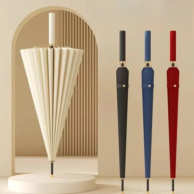 

24 bone long handle umbrella, suitable for both storm and rain weather, enlarged double business straight pole golf umbrella