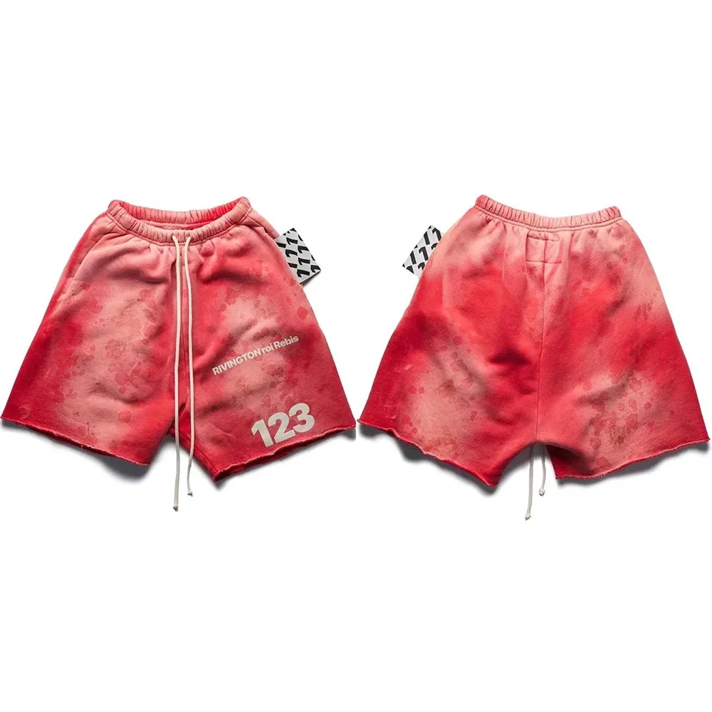 Fashion RRR123 letters washed 25SS old drawstring shorts high street casual sports loose rolled five pants men's summer