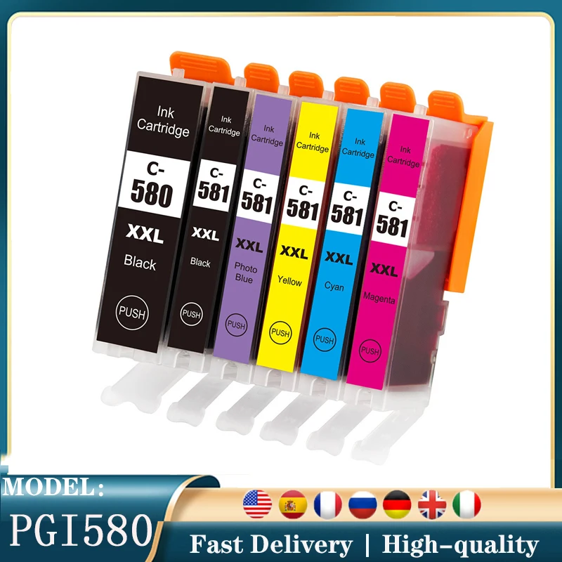 PGI580 PGI-580 CLI-581 Ink Cartridge For Canon PGI 580 CLI 581 CLI581 PIXMA TR7550 TR8550 TS6150 TS8150 TS9150 TS9155 printer