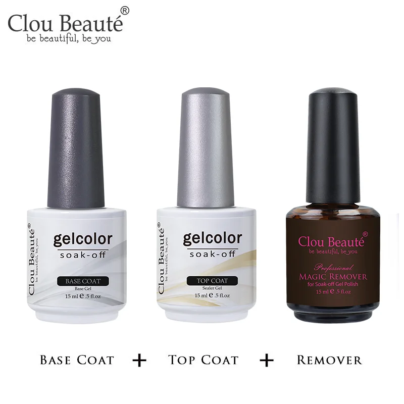 Clou Beaute 15ml UV LED Gel smalto Base Primer No Clean Top Coat smalti Gel per unghie Primer lacca trasparente per Nail Art