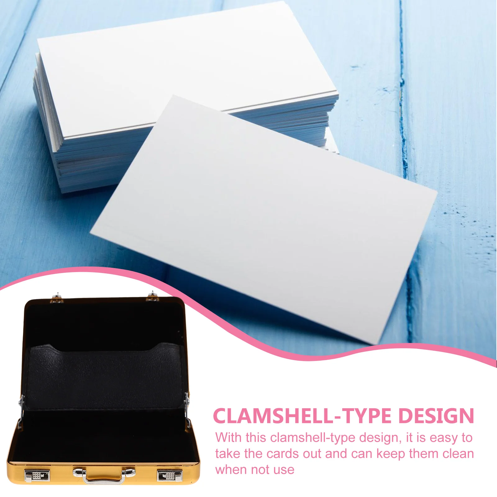 

1pc Metal Business Holder Golden Mini Briefcase Office Supplies Cards Organizer Card Holders For Men Solid Structure