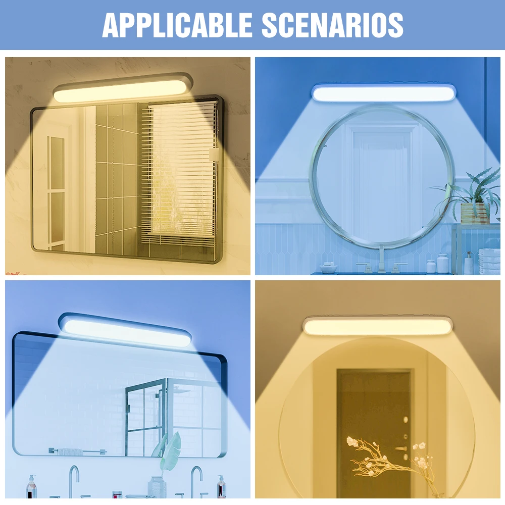 LED Mirror Light 5V Bedrooms Bedside Lamp Remote Control USB Powered Night Lamp Decor Three Color Switching Dressing Smart Lamp