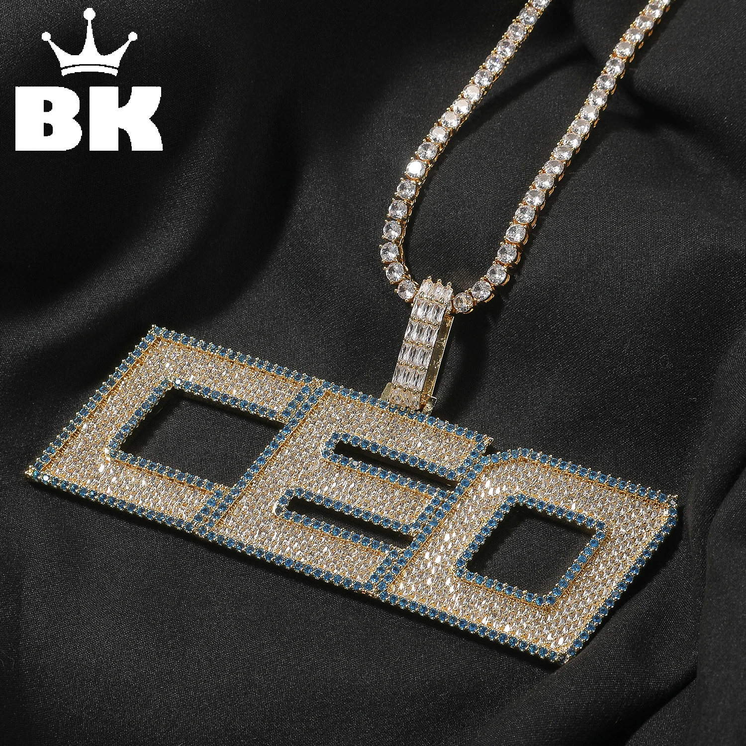 Mens Fashion Combination - THE BLING KING アイスドアウト カスタム ホローネームレターペンダント