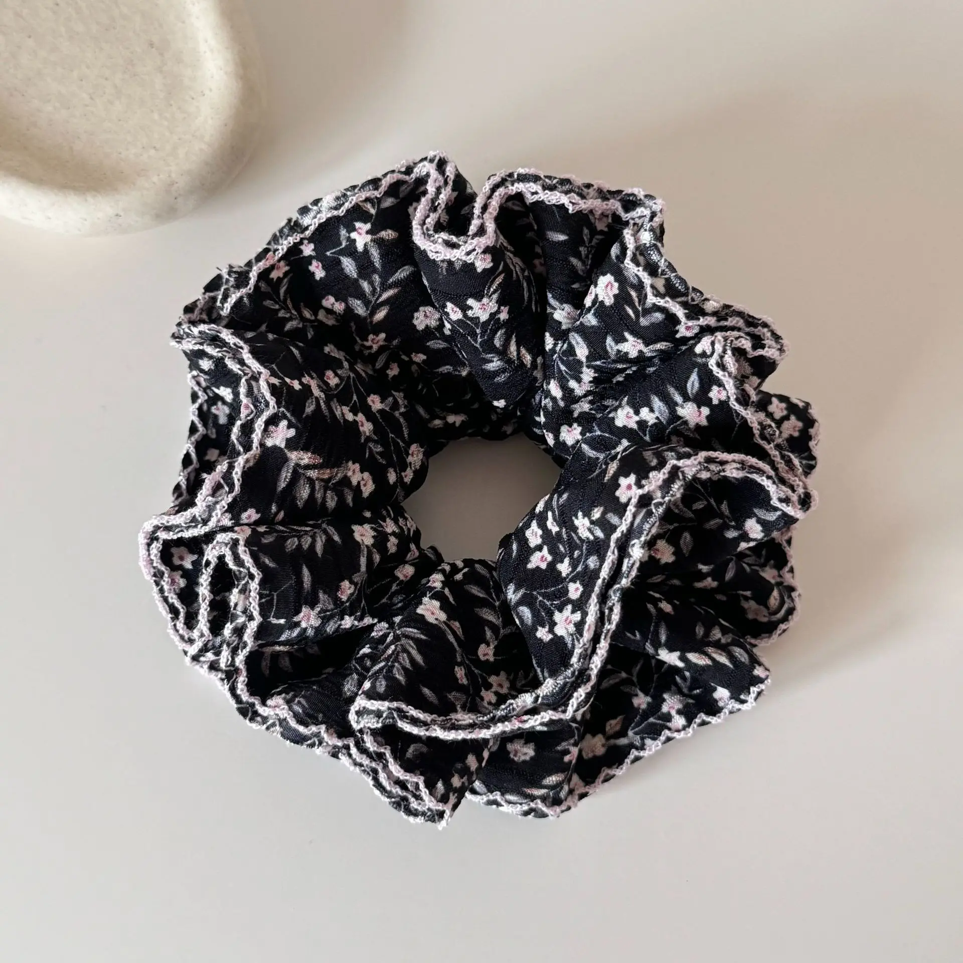 12PCS/LOT New Flowers Print Hair Tie for Lady Hair Accessories KoreanTravelling Headdress Women Ponytail Hair Band Elastic