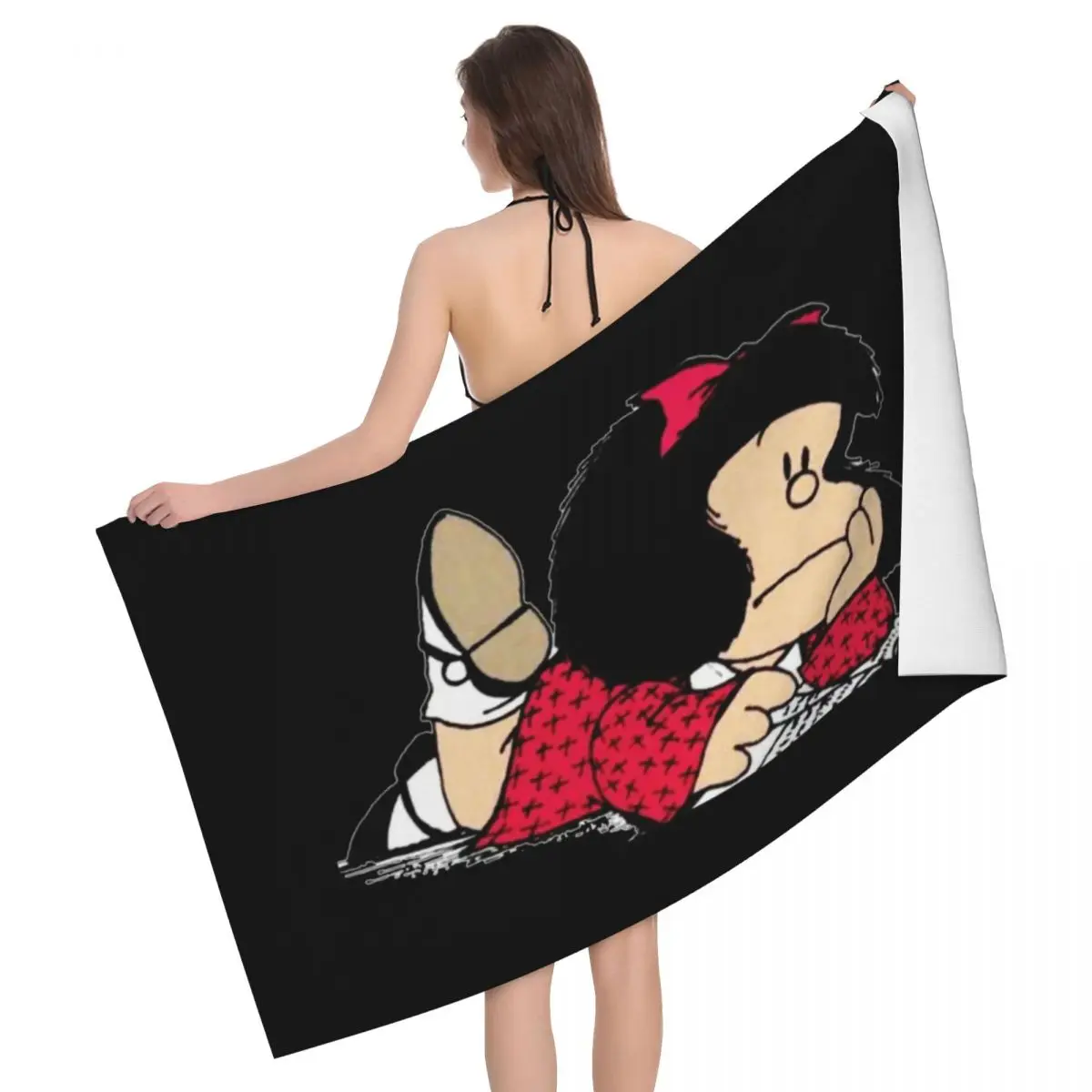 Custom Cute Mafalda Bath Beach Towel Microfiber Argentine Cartoon Quino Comic Travelling Swimming Camping Towels