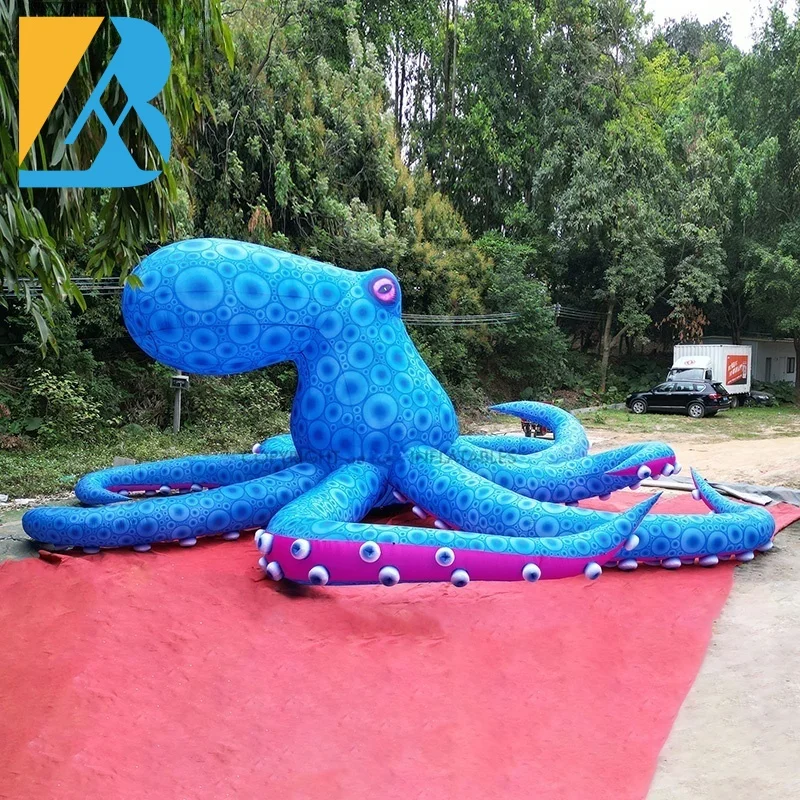 Op Maat Gemaakte Grote Strandfeestballonnen Grote Blauwe Luchtgeblazen Octopus Voor Decoratiespeelgoed