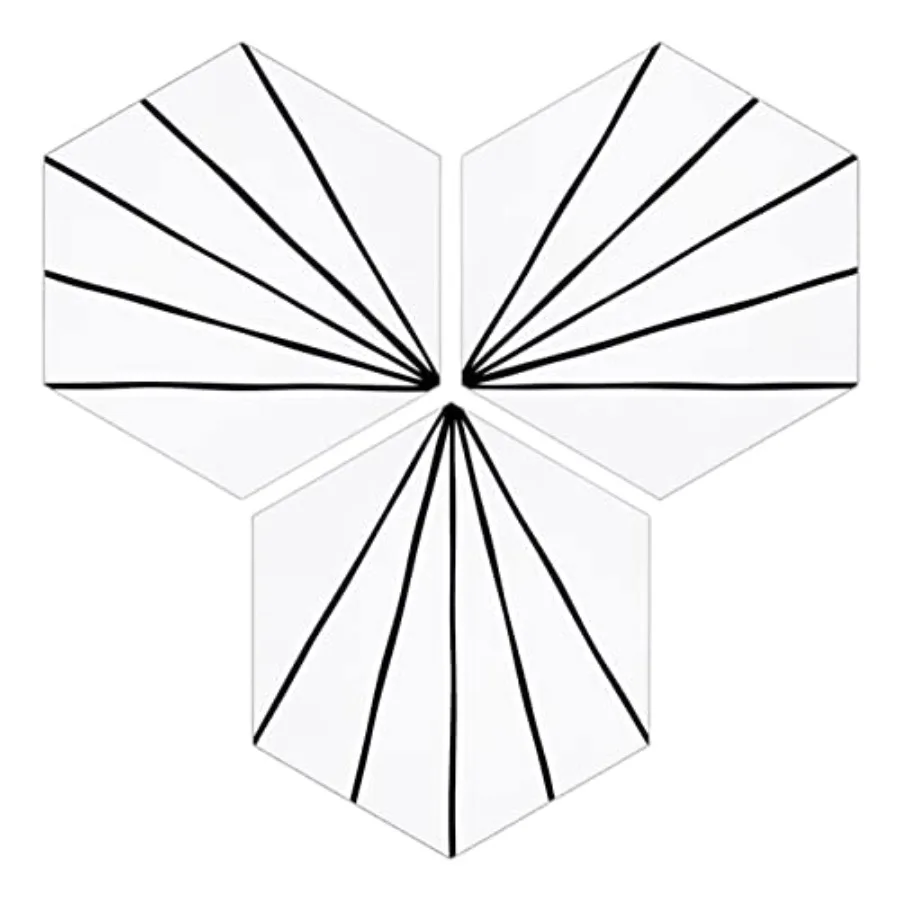 

Kitchen bathroom shower living room backsplash tile sticker, white art deco hexagon flower vintage vinyl, peel and stick, cover