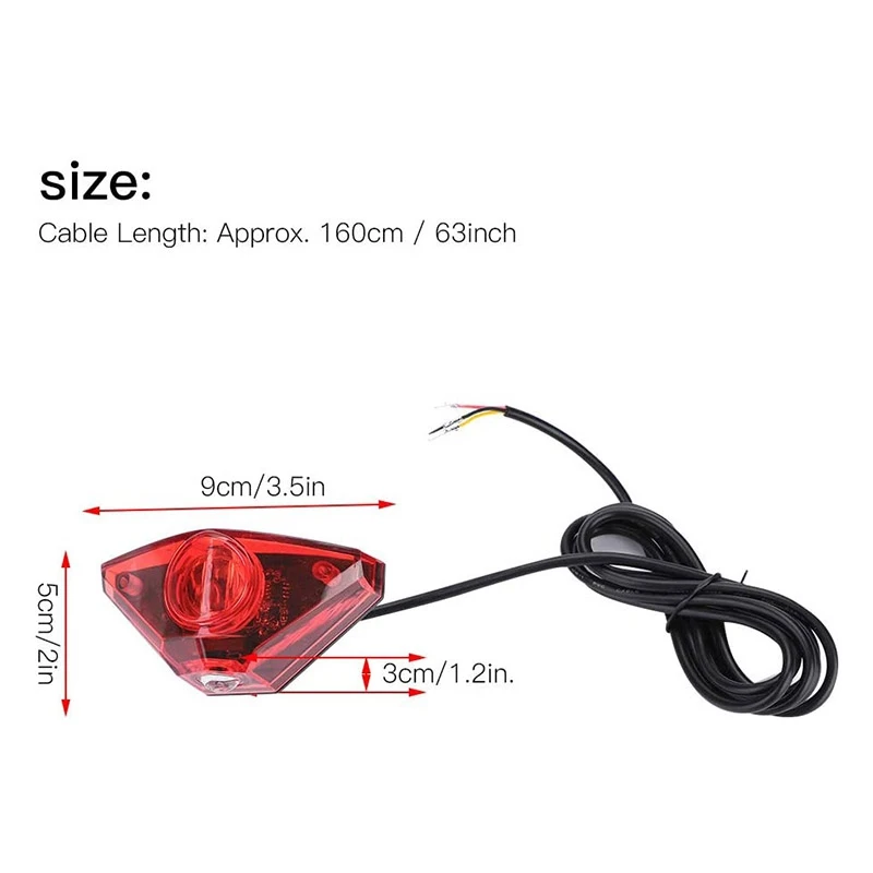 Ebike Brake Rear Light Electric Bicycle Tail Light DC6V 12V 24V 36V 48V 60V LED Ebike Light Electric Bicycle Lamp