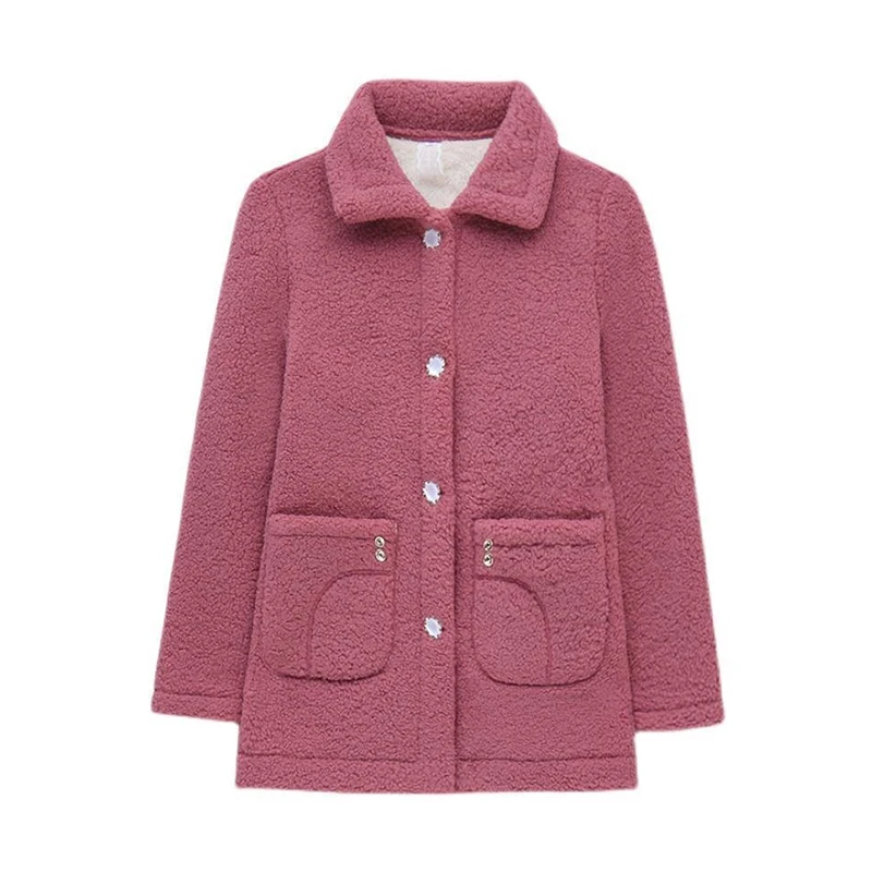 winter coat, thickened lamb fur,  coat, 50 year old middle-aged lady, loose and large grain wool  casacos de inverno feminino