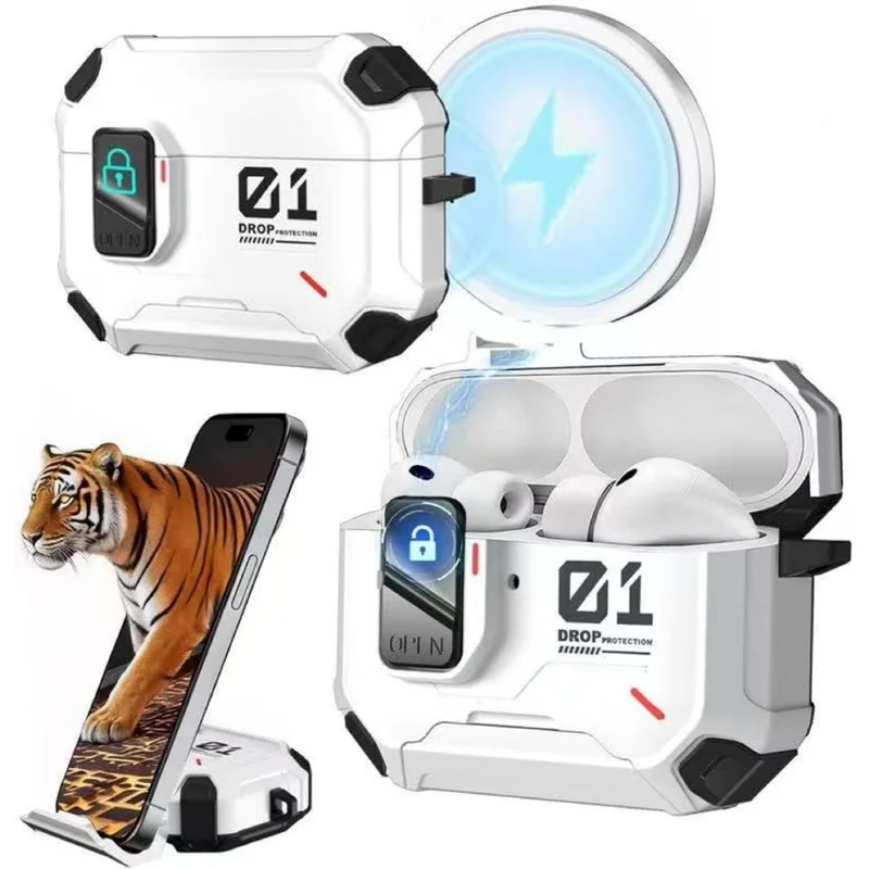 Image of 2026 für AirPod Pro 3 Hülle mit automatischer Schließfunktion für Herren, AirPods 4 Pro2 Pro3 Magsafe kabellose Ladehülle für AirPods Pro3