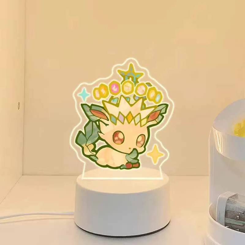 أنيمي البوكيمون فابوريون Eevee Vaporeon Espeon Jolteon Sylveon Glaceon Umbreon أحادية اللون ليلة ضوء سطح المكتب الديكور مصباح #5