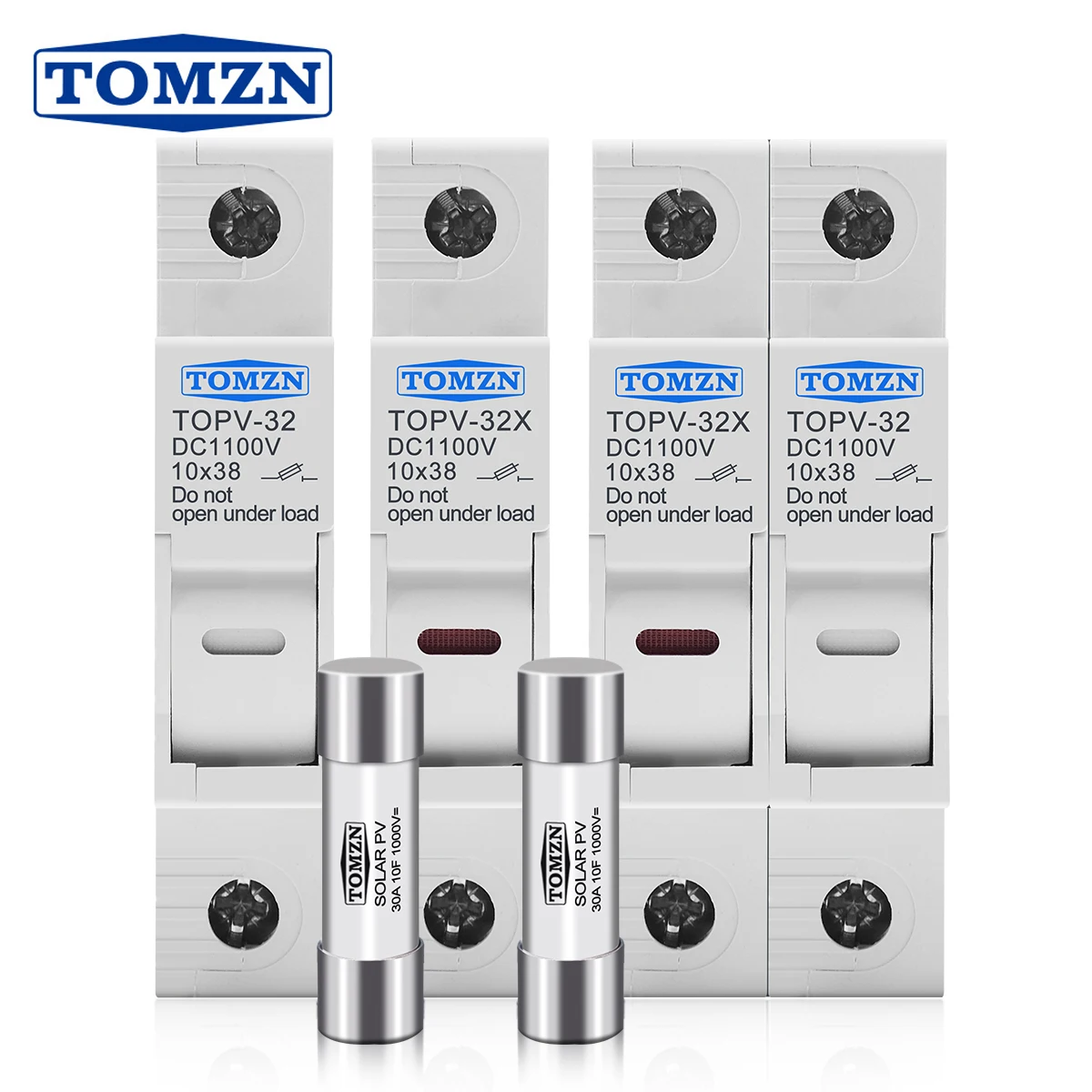 TOMZN One Set DC Fuse Holder 10*38mm High Voltage Solar PV 1100V TOPV-30 Base Photovoltaic System Protection Protector gpV