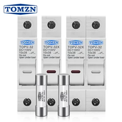 TOMZN One Set DC Fuse Holder 10*38mm High Voltage Solar PV 1100V TOPV-30 Base Photovoltaic System Protection Protector gpV