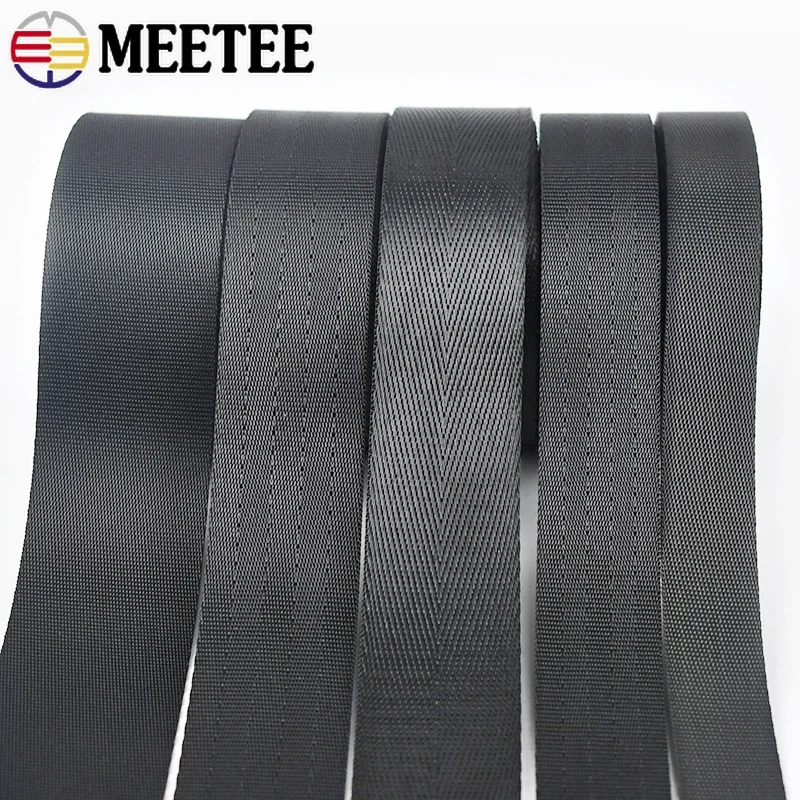 45Meters 20/25/32/38mm Black Webbing Tapes for Strap Nylon Ribbons Bag Belt Band Knapsack Bias Binding DIY Sewing Accessories