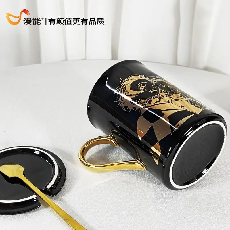 Caneca de cerâmica com lâmina de matar fantasma, com tampa, xícara de café simples personalizada, anime, animação japonesa, adereços periféricos