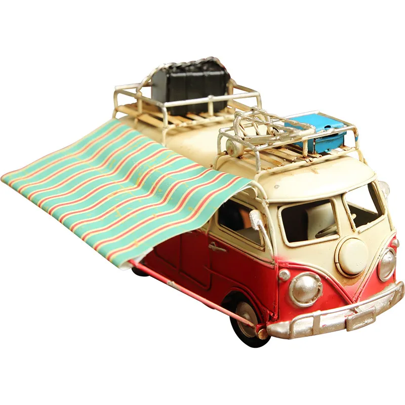 Retro Vintage Car Model, Classic Bus & Old Car Ornament, Creative Home Desktop Decor for Study TV Cabinet Dining Room