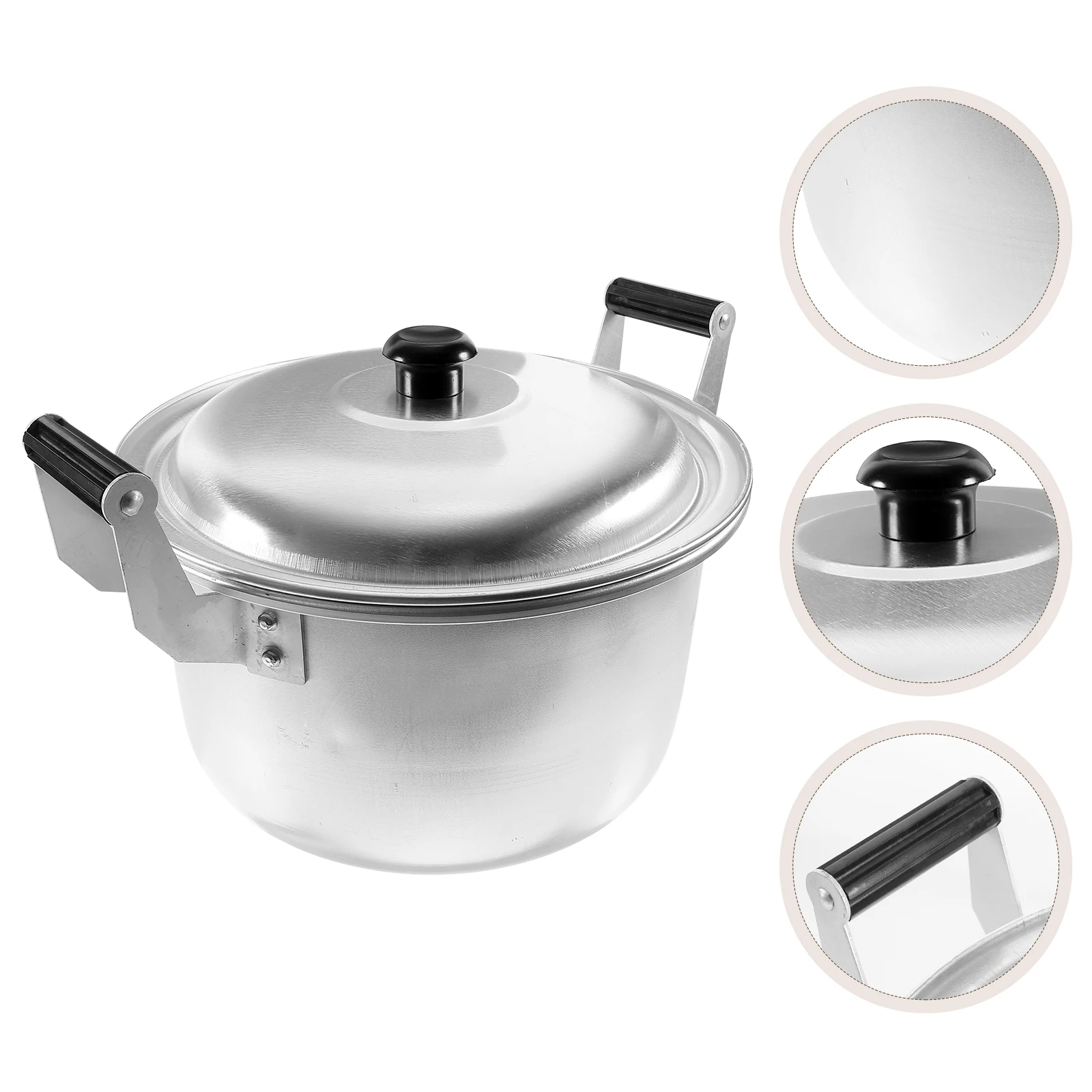

Thickened Aluminum Alloy Double Handle Cooking With Lid For Soup Porridge Noodles Rapid Heating Reusable Rice Pot Kitchen Noodle