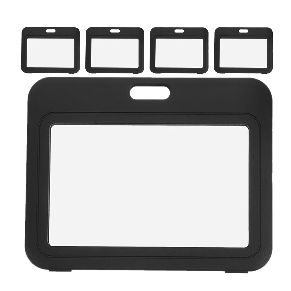 

5Pcs Clear Id Card Cover Black Plastic Badge Holder for School Events Dual-Sided Transparent Protector Name Tag Badge Cover